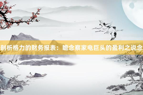 剖析格力的财务报表：瞻念察家电巨头的盈利之说念