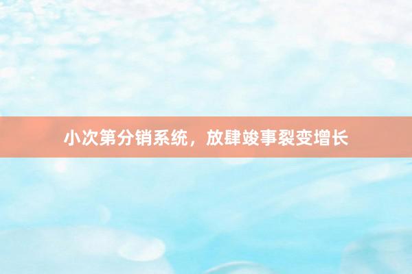 小次第分销系统，放肆竣事裂变增长